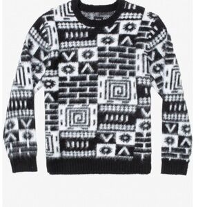 Unisex RVCA Men’s  size small Geometric Black White Curren Checks Faux Mohair